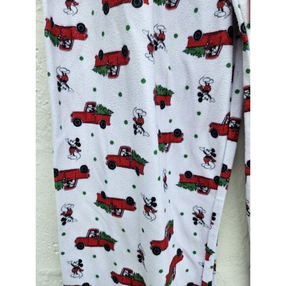 Mickey Mouse Pajama Pants Mens Large White Red Green Christmas Tree Drawstring - Picture 4 of 8